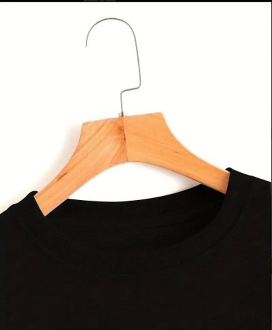 Girls’ Printed Tracksuit – 2 Pc Polyester Set (Black)