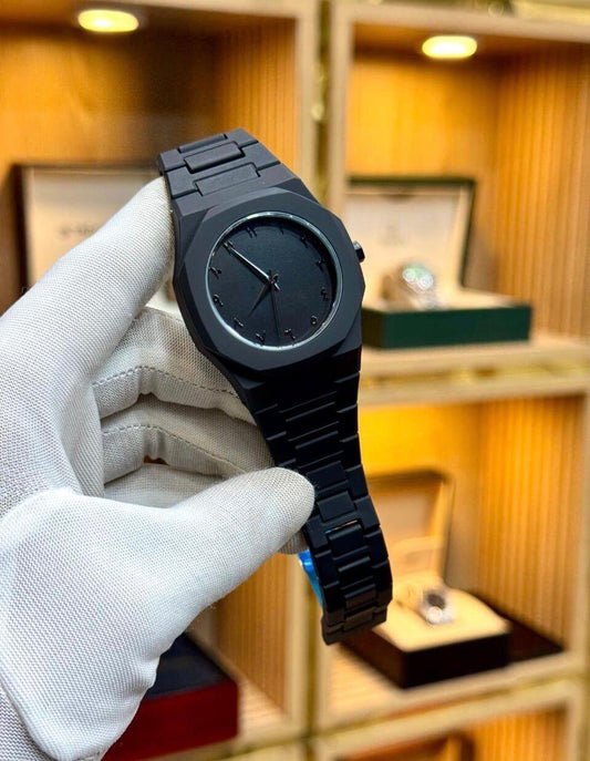 Men’s Aura Black Analogue Watch – Water Resistant, Square Dial