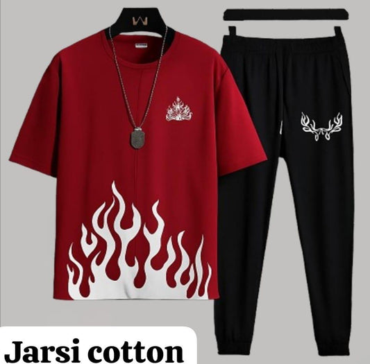 Men’s Red Graphic Track Suit – 2 Pcs Performance Set