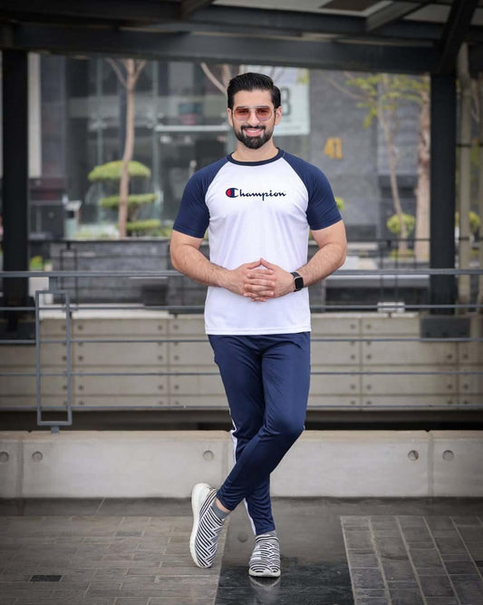 Men’s Blue Plain Micro Track Suit – 2 Pc Sporty Set