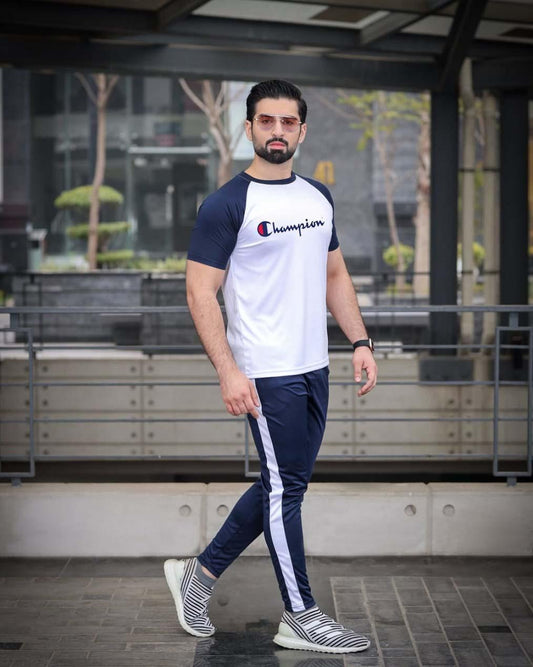 Men’s Blue Plain Micro Track Suit – 2 Pc Sporty Set