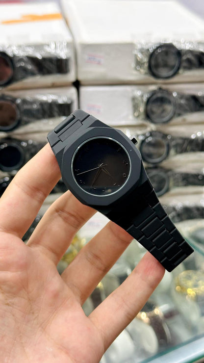 Men’s Aura Black Analogue Watch – Water Resistant, Square Dial